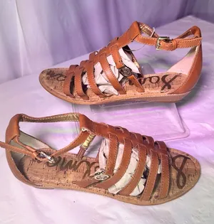 Sam Edelman Tan Leather Strappy Sandals thumbnail 1
