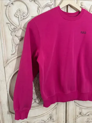 Fleo Cotton Blend Vibrant Pink Long Sleeve Pullover Crewneck Size Small thumbnail 3