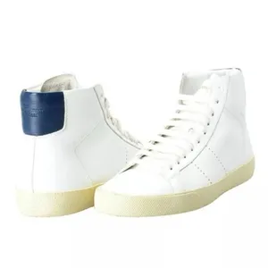 SAINT LAURENT Women's White Leather Hi Top Sneakers Size 38.5 thumbnail 2