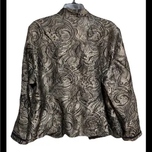 Chico’s Women’s Blazer Jacket Size XL Black Gold Paisley Open Front Lagenlook thumbnail 5