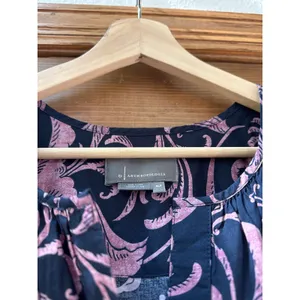 ANTHROPOLOGIE Somerset Paisley Maxi Dress in Navy Blue / Marin Size XL Petite thumbnail 6