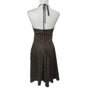 Vintage Alyn Paige Halter Dress 5/6 Brown Striped Party Y2K Babydoll Retro thumbnail 3
