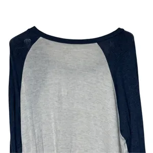 American Eagle Womens Top Soft & Sexy Plush Raglan Sleeve White Blue Medium thumbnail 9