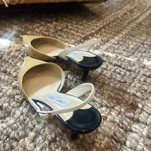 Jimmy Choo Cream Multi-Toned Patent Leather Slingback Heels Size 37.5 thumbnail 10