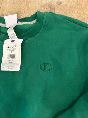 Champion iconic crew Verdant Green Sweatshirt, Fleece Women’s size Small, NWT thumbnail 3