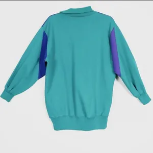 Vintage Hawaiian Cotton Green Purple Pullover Sweatshirt thumbnail 2