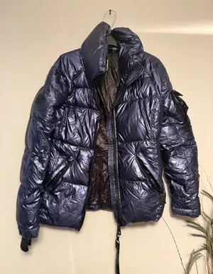 SAM. New York Women Metallic Navy Blue Goose Down Puffer Jacket Size‎ M thumbnail 1