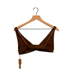 SKIMS SIGNATURE SWIM PLUNGE BIKINI TOP Large Cocoa NWT thumbnail 4