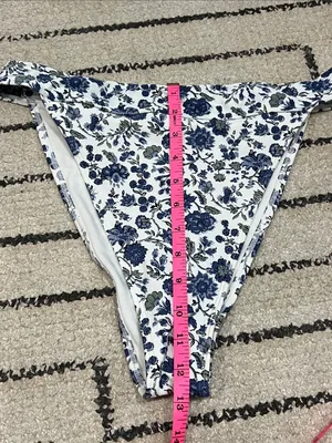 Abercrombie & Fitch High Rise White Bikini Top with Blue Floral Print thumbnail 6