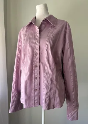 Vintage ‘90s Fred David Stretch Lilac Collared Long Sleeve Button Down Shirt thumbnail 1