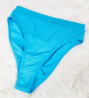 New L*SPACE Frenchi Bottom Bitsy‎ Cut High Waist Bikini Ribbed Aqua Blue Large thumbnail 1