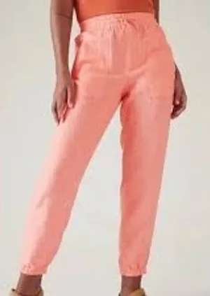 Athleta Cabo Linen Jogger Women Size 2 Coral Summer Casual‎ Pants 531704 thumbnail 1