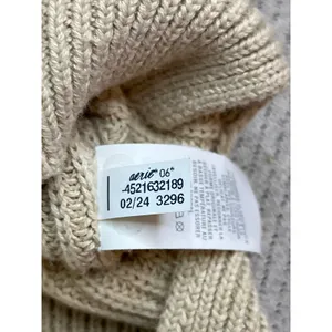 Aerie Ribbed Knit scoop neck Sweater Balloon Sleeve Cropped Relaxed Fit Size M thumbnail 6