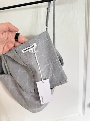 Reformation NEW Cleo Grey Check Crop Top thumbnail 4