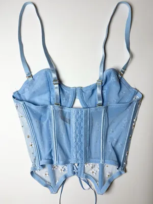 Lace Fairycore Romantic Corset Bustier Cami Top Size Small Blue Daisy Floral thumbnail 7