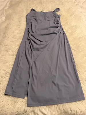 HALARA Sleeveless Draped Midi Dress in Dusty Blue Softlyzeto Airy length 39” thumbnail 4