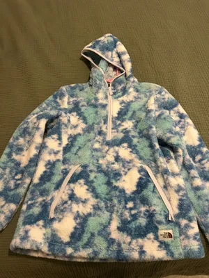 The North Face Blue White Cloud-Print Fleece Pullover Hoodie thumbnail 1
