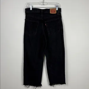 Levi’s 94 Baggy Wide Leg Jeans Women’s Size 27 Cropped Black Denim thumbnail 5