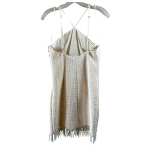NWT Jason Wu Ivory Tweed Textured Pearl Fringe Mini Dress Size Small thumbnail 6