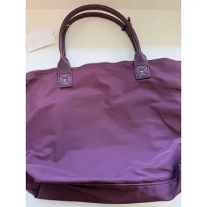 Zara Maroon Nylon Tote‎ Bag Purse Capsule Bonjour Le Monde French Resort thumbnail 7