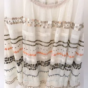 Free People Mercury Sheer Beaded Blouse Tank Top S Tiered Boho Fairy Festival thumbnail 8