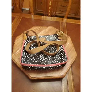 Fossil Keyper Coated Canvas Black & White Polka Dot Crossbody Purse Shoulder Bag thumbnail 14