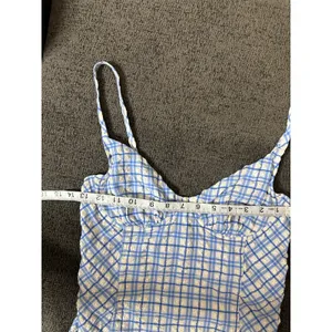 Tory Burch Check Plaid Gingham Swimsuit size M Underwire Blue White Seersucker thumbnail 8
