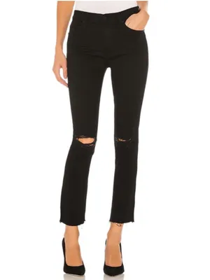 Mother Denim The Rascal Ankle Fray Cropped Straight Jeans in Guilty As Sin Sz 29 thumbnail 3