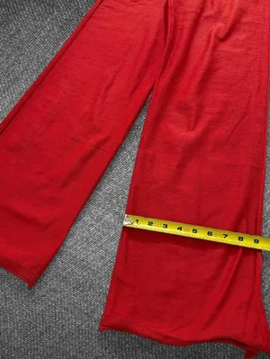 FMB Red Knit Crop Top Wide Leg Pants Set Size S thumbnail 4