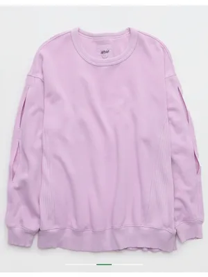 Aerie Très Chic Keyhole Oversized Sweatshirt Women’s XL NWT Icy Lavender thumbnail 10
