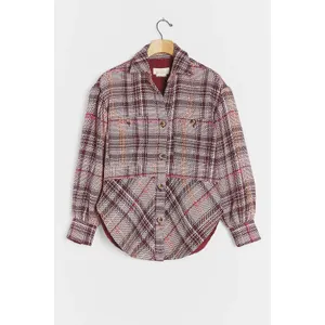 Anthropologie Hudson Plaid Shirt Jacket Pink Plaid Button Down Shacket Size M thumbnail 5