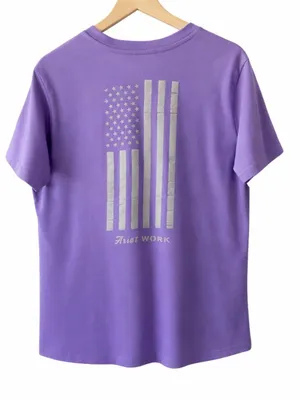 Ariat Rebar Work American Flag Purple V-Neck Tee Women's Large thumbnail 3