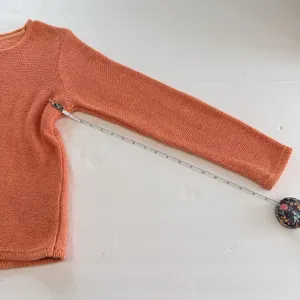 Vintage LL Bean Orange Chunky Knit Cotton Crew Neck Pullover Sweater SMALL thumbnail 8