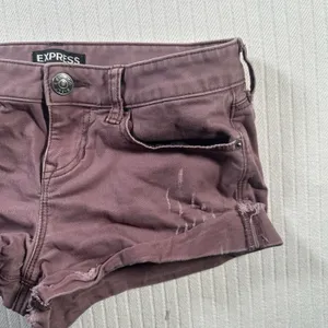 express cuffed chino shorts purple low rise shortie size 2 distressed thumbnail 5