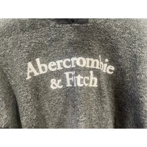 Abercrombie & Fitch Y2K Heather Gray Logo Pullover Hoodie M thumbnail 4