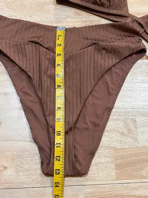 Aerie Swim XL Ribbed Top& Shine Crossover High Cut Cheeky Bikini thumbnail 5
