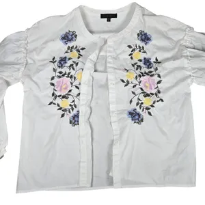 Sanctuary Danni White Embroidered Floral‎ Button Front Blouse Top Size M thumbnail 4