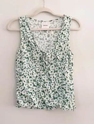 Reformation Miri Floral Tie Front V-Neck Top thumbnail 1