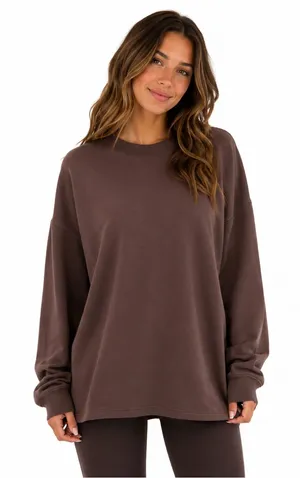 NWT Skims Heavy cotton jersey oversized long sleeve tee size xs espresso thumbnail 1