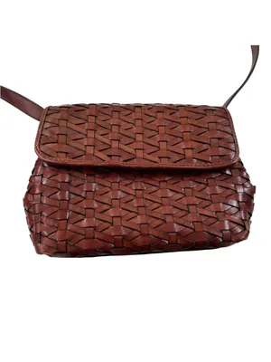 Dillards Woven Leather Cognac Brown Crossbody Bag Fisherman thumbnail 16