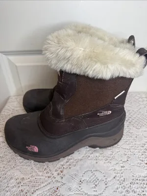 The North Face Women's Dark Brown Winter Boots with Cream Faux-Fur Cuff Sz 7 thumbnail 5