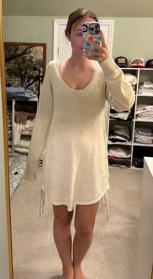 MABLE: Cream Knit Dress/Coverup thumbnail 1