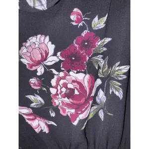 No Boundaries Floral Ruffle Cold Shoulder Jumpsuit XL 15-17 Black Pink Wide Leg thumbnail 5