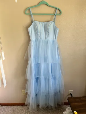 Blue Tiered Formal Maxi Dress Size 4 thumbnail 2