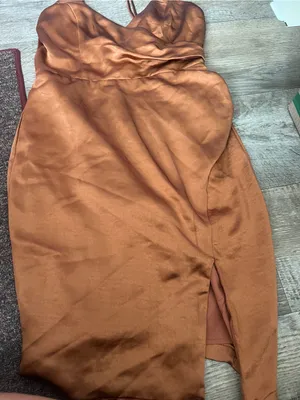 Lulus Rust Satin Slip Dress thumbnail 2