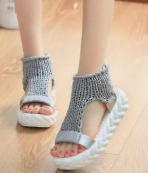 Women's Weave Roman Sandals Open Toe Breathable Comfort Platform Fashion Sz 38 thumbnail 1