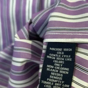 Chaps Purple And White Stripe Button‎ Down Shirt Size 1X thumbnail 6