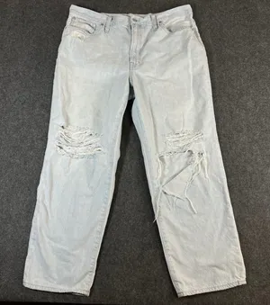 Madewell The Perfect Vintage Straight Jeans Light Wash Distressed Size 33 thumbnail 1