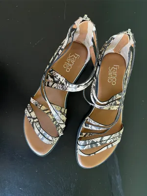 Franco Sarto Gaetana flat gladiator sandals in a natural snake print leather thumbnail 4