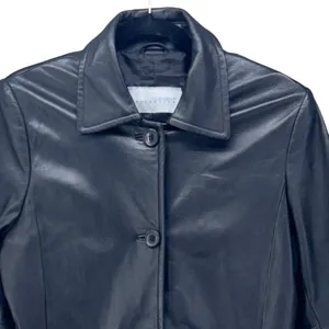 Vintage 90s‎ Leather Blazer Coat Black 6 thumbnail 3